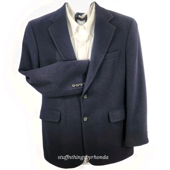 JOS. A. BANK Vintage 100% Camel‎ Hair Navy Sport Coat Blazer Men's 42Reg